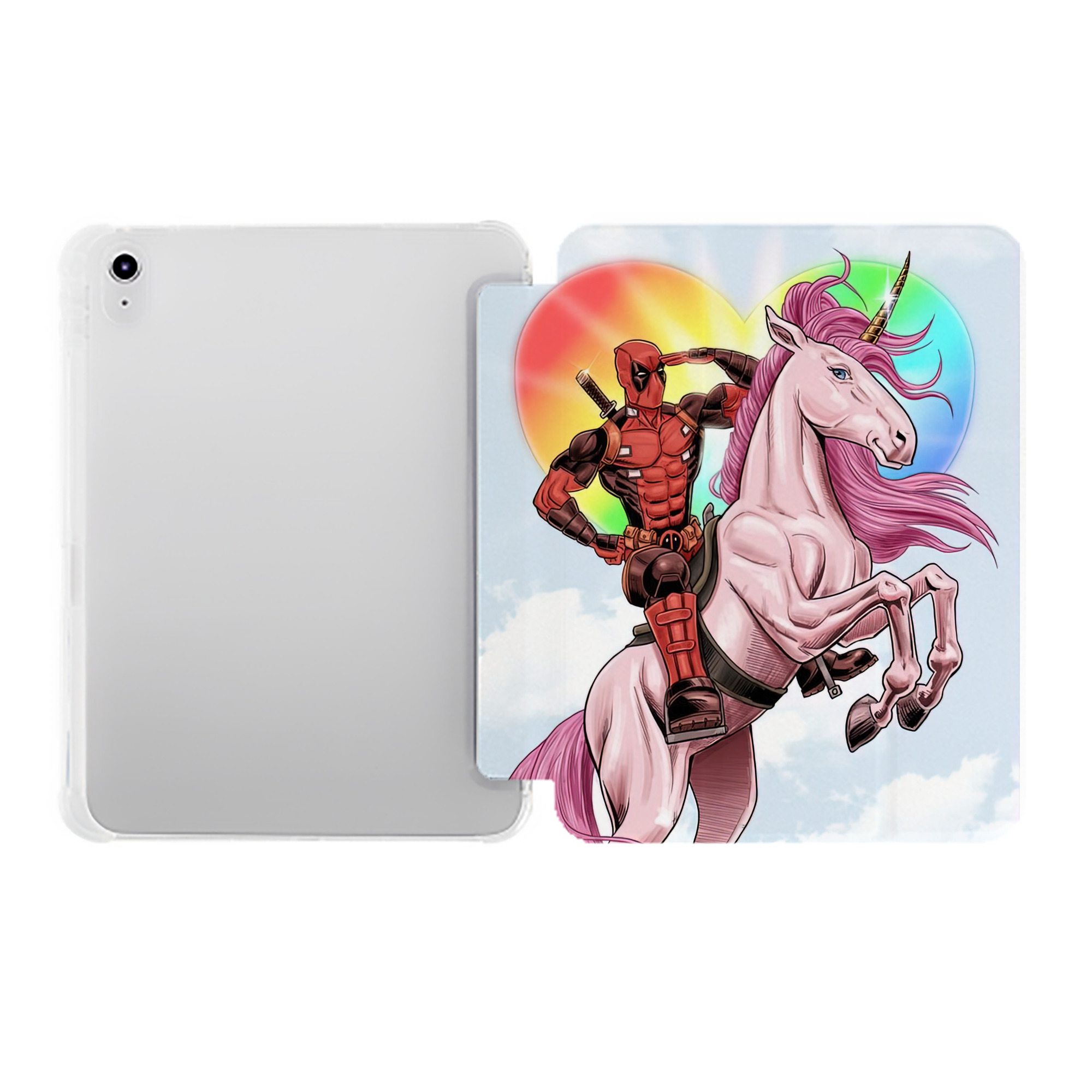 （画像用） Deadpool デッドプール IPad ケース ペン収納付き 三つ折りスタンド PUレザー×シリコン 対応機種9.5/10.5/10.9インチ